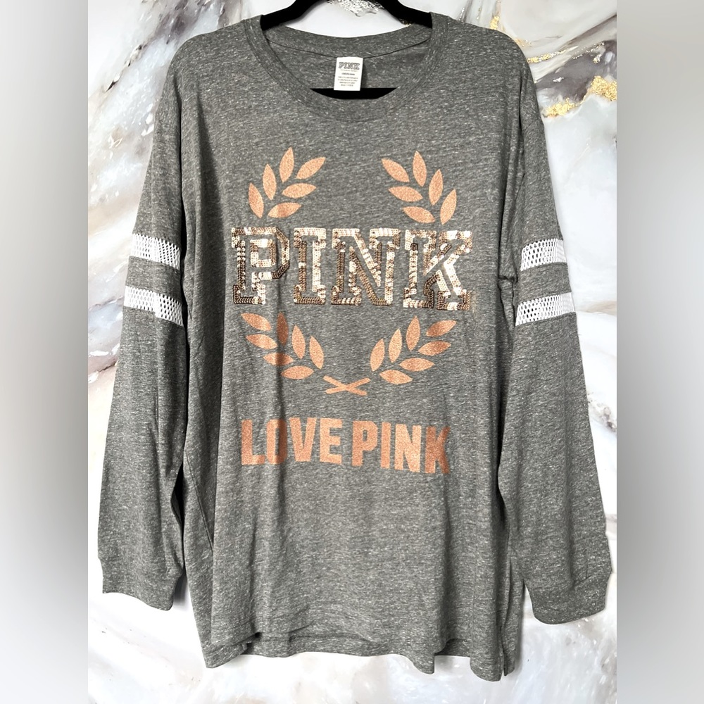 PINK Sequin Long Sleeve Mesh